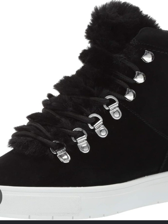 Steven By Steve Madden Shoes - Steven by Steve Madden Kalea-F Black Suede Faux Fur High-Top Sneakers - Size 8.5